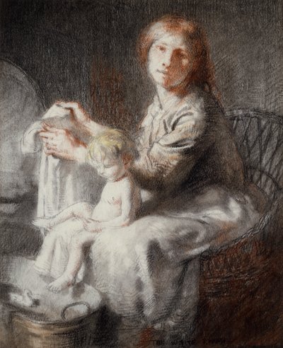 The White Swan (Grace and Kit) (pastel og sort farveblyant) af William Orpen