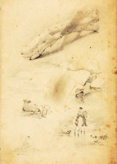 (Studier - figurer, træstamme, hest og rytter osv.) af William Page