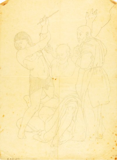 Moses, Aron og Hur på Horeb-bjerget (påklædt studie) af William Page