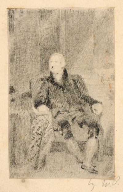 Siddende mand i kjole fra det 18. århundrede af William Page