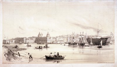 Udsigt over Greenwich over Themsen, London, c1841. af William Parrott