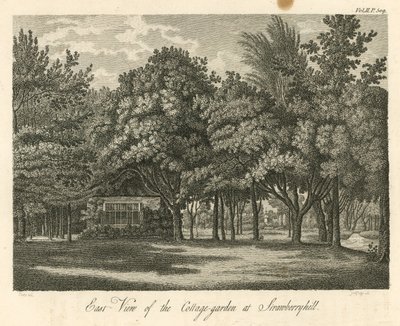Østudsigt over sommerhushaven ved Strawberry Hill, Twickenham, London af William Pars