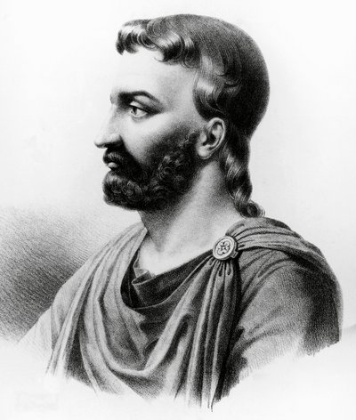 Portræt af Aulus Cornelius Celsus (25 f.Kr.-50 e.Kr.), latinsk forfatter, romersk encyklopædist og læge, gravering fra 1800-tallet af Nicolas Toussaint Charlet