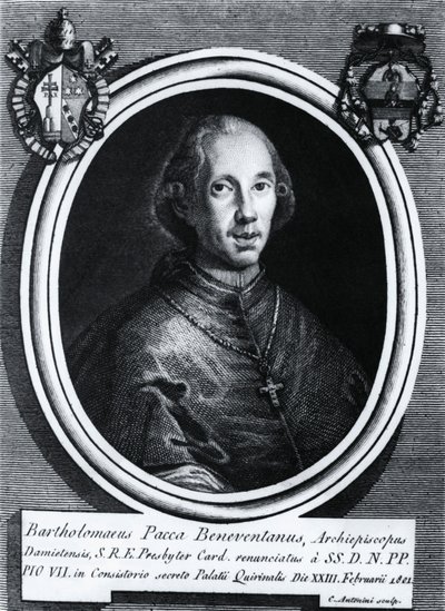 Portræt af Bartolomeo Pacca (1756-1844), italiensk kardinal, gravering af Nicolas Toussaint Charlet