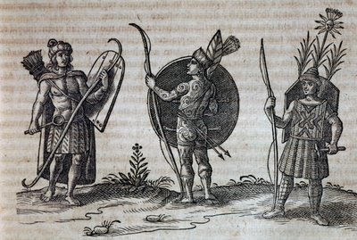 Typer af fransk-canadiske indianere, illustration fra Beskrivelse af Nouvelle-France af Nicolas Toussaint Charlet