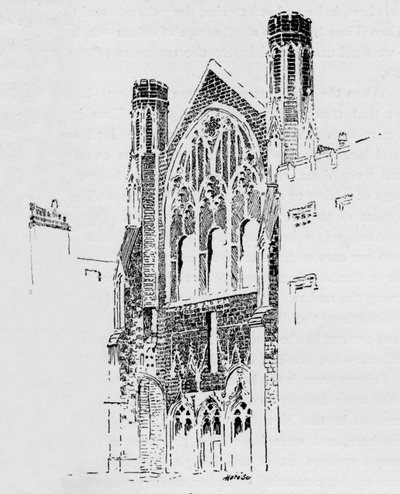 Østfronten af St. Stephens Chapel, som den så ud efter branden i 1834, c1897 af William Patten