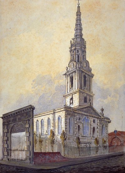 Church of St Giles in the Fields, Holborn, London, c1815. af William Pearson