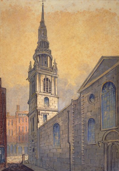 Church of St Mary le Bow fra Bow Churchyard, City of London, c1815 af William Pearson