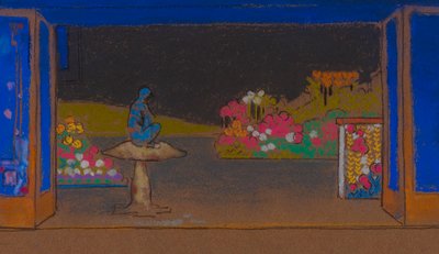 Blomsterhaven (scenografi til Alice i Eventyrland, 1915) af William Penhallow Henderson