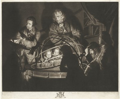 En filosof holder foredrag om orreriet af William Pether after Joseph Wright
