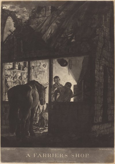 Hovslagerforretningen af William Pether after Joseph Wright of Derby