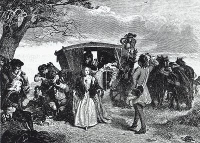 Highwayman Claude Duval skildret i det legendariske øjeblik, hvor han nægter at tage alt sit bytte, hvis konen til hans offer danser en 