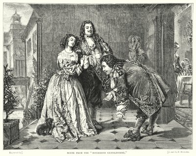 Scene fra Bourgeois Gentilhomme (gravering) af William Powell (after) Frith