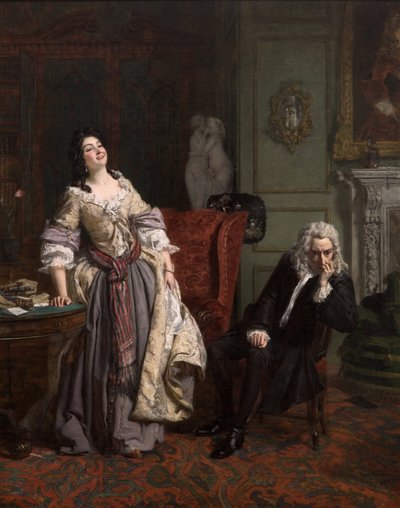 Alexander Pope erklærede sin kærlighed til Lady Mary Wortley Montagu, 1852 af William Powell Frith
