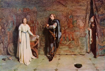 Shakespeare: Hamlet og Ophelia, Hamlet, akt III, Scene 1 (farve litho) af William Quiller (after) Orchardson