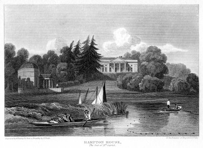 Hampton House, sæde for Mr Garrick, Hampton, Richmond upon Thames, London, 1815. af William Radclyffe