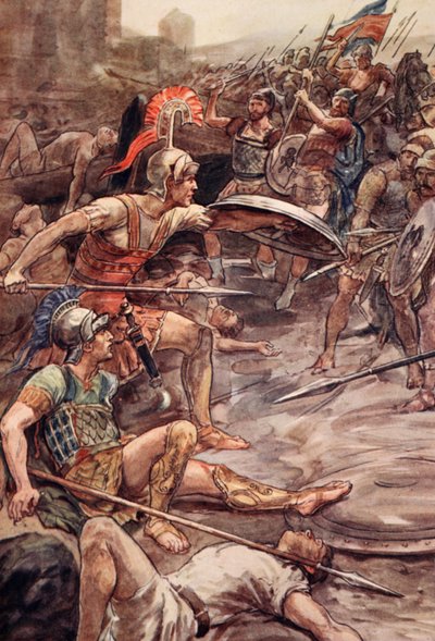 Epaminondas, der forsvarer Pelopidas, illustration fra 