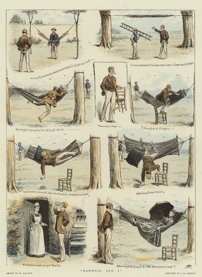 Hængekøje og jeg (chromolitho) af William Ralston