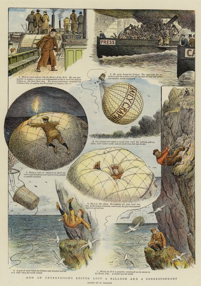 Hvordan en foretagsom redaktør mistede en ballon og en korrespondent (chromolitho) af William Ralston