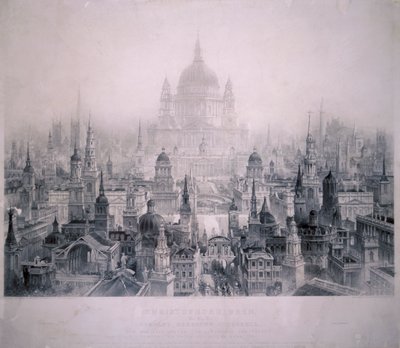 Drømmebyen for Christopher Wrens bygninger, 1842 af William Richardson