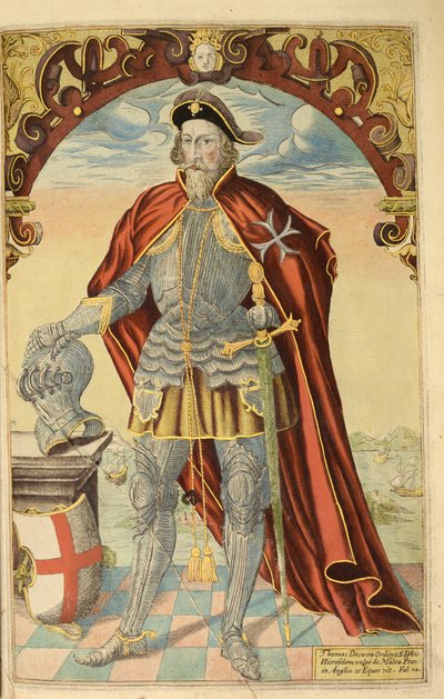 Sir Thomas Docwra, fra nHonor Military, og Civill, William Segar, pub. Robert Barker, London, 1602 (håndfarvet gravering) af William Rogers