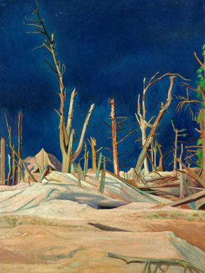 Sprængte træer (olie på lærred) af William Rothenstein