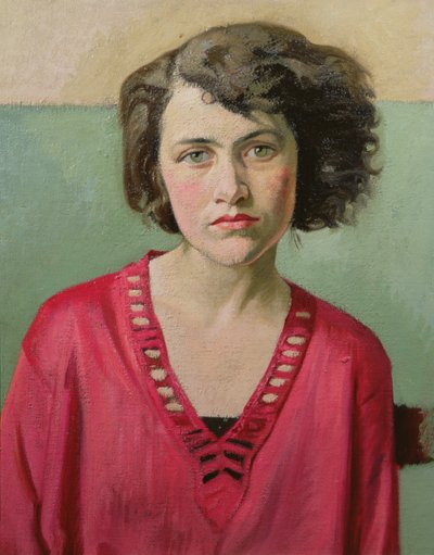 Portræt af en pige i lyserød af William Rothenstein