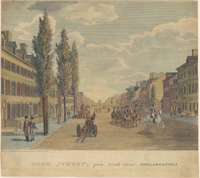 High Street, fra Ninth Street, Philadelphia af William Russell Birch
