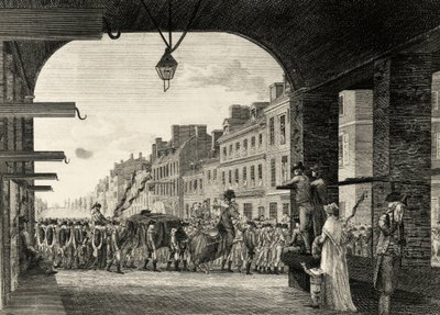 George Washingtons begravelsesoptog langs High Street i Philadelphia af William Russell Birch