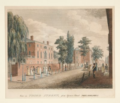 Udsigt i Third Street, fra Spruce Street Philadelphia af William Russell Birch