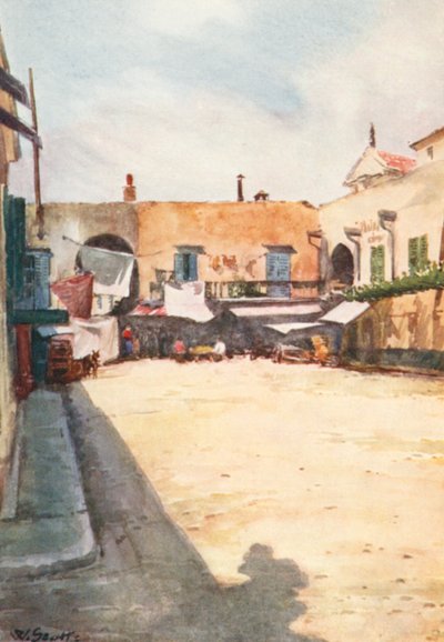 Et hjørne nær markedet, Nice (farvelitografi) af William Scott