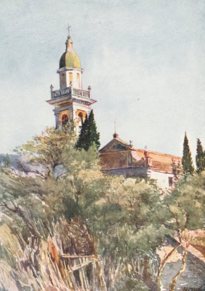 Kirken S. Massimo, nær Rapallo (farvelitografi) af William Scott