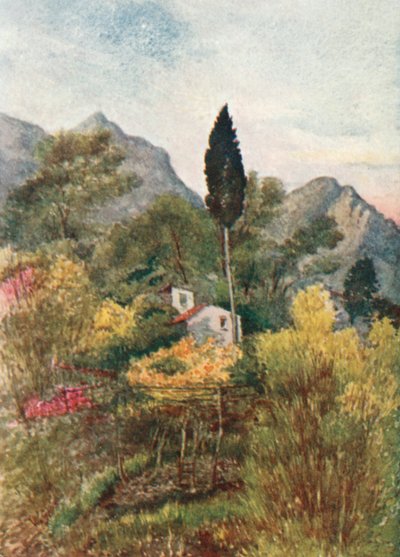 I Borrigo-dalen, Mentone (farvelitografi) af William Scott