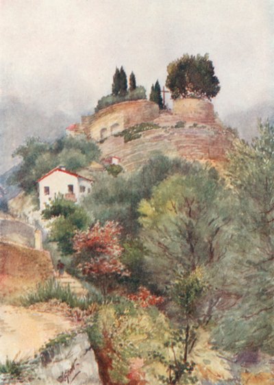 Annonciade-klosteret, Mentone, set fra syd (farvelitografi) af William Scott