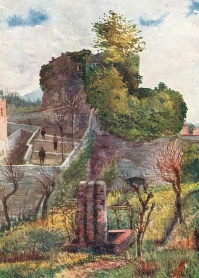 Den gamle bastion, Sarzana (farvelitografi) af William Scott