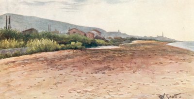 På kysten, Bordighera, tidlig morgen (farvelitografi) af William Scott