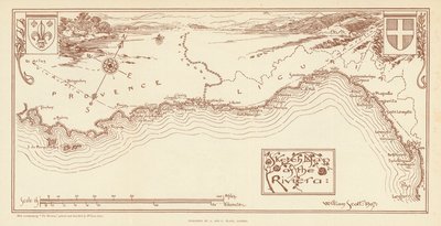 Kortskitse over Rivieraen (farvelitografi) af William Scott