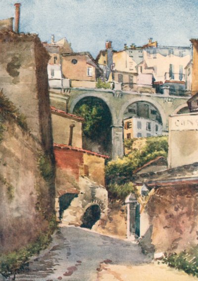 Gade i Grasse (farvelitografi) af William Scott