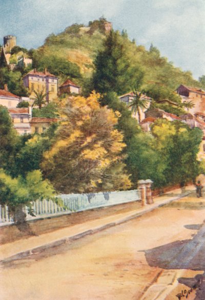 Gade i Hyeres (farvelitografi) af William Scott