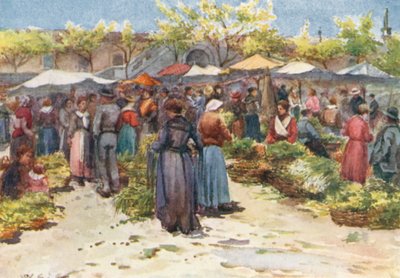 Grøntsagsmarkedet, Nice, set mod syd (farvelitografi) af William Scott