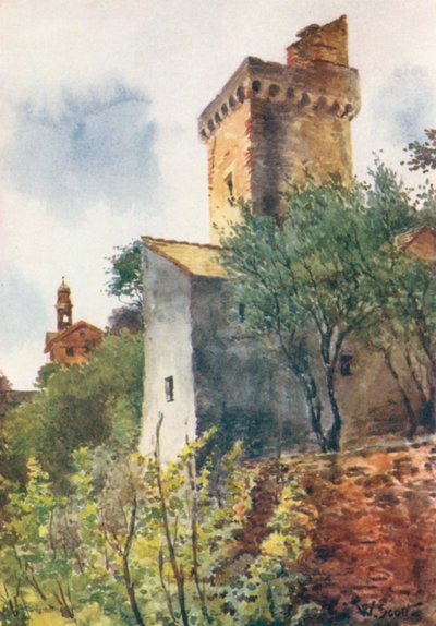 Tårnet på Bergeggi (farvelitografi) af William Scott