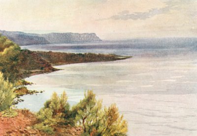Udsigt fra Santa Croce mod Albenga, tidlig morgen (farvelitografi) af William Scott