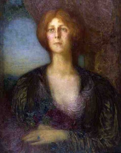 Portræt af en dame (olie på lærred) af William Shackleton