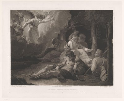 Verkondiging aan de hyrder Englene, der viser sig for hyrderne (titel på objektet) af William Skelton