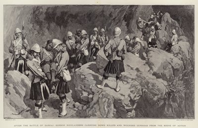 Efter slaget ved Dargai bar Gordon Highlanders dræbte og sårede gurkher ned fra handlingsscenen af William Small