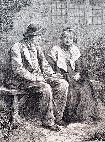 Et ældre ægtepar. Af William Small (1843-1929), en engelsk illustrator. 1880 (gravering) af William Small