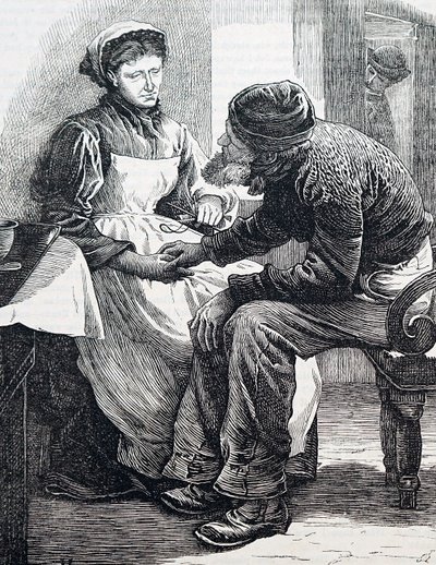 Et ældre ægtepar. Af William Small (1843-1929), en engelsk illustrator. 1880 (gravering) af William Small