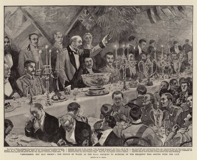 Mine herrer, I må ryge, prinsen af Wales ved HAC-banketten til medlemmer af regimentet, der tjente med CIV af William Small