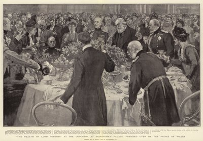 Lord Roberts helbred ved frokosten i Buckingham Palace, ledet af prinsen af Wales af William Small