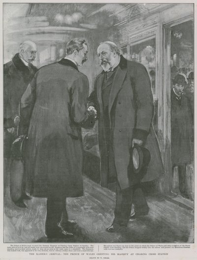 Kaisers ankomst: Prinsen af Wales hilser Hans Majestæt på Charing Cross Station af William Small